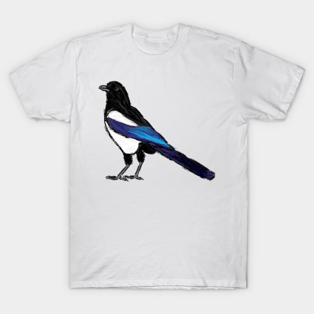 Artwork of an Eurasian Magpie III T-Shirt by JDHegemann